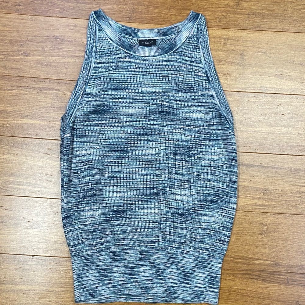 Ann Taylor Blue Sleeveless 100% Cotton Knit Top size Medium